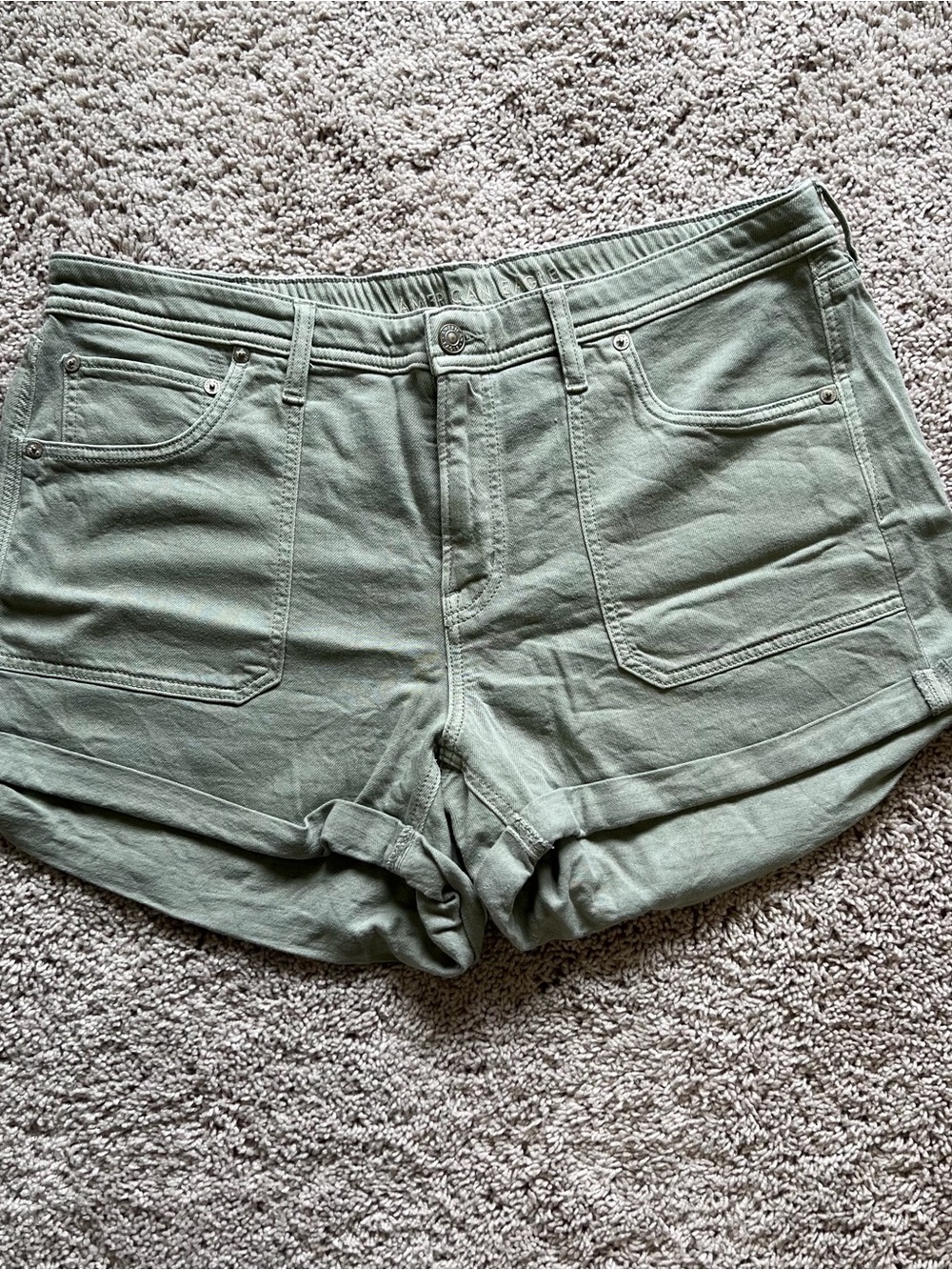 American Eagle Outfitters Olive Green Denim-Style Women's Shorts